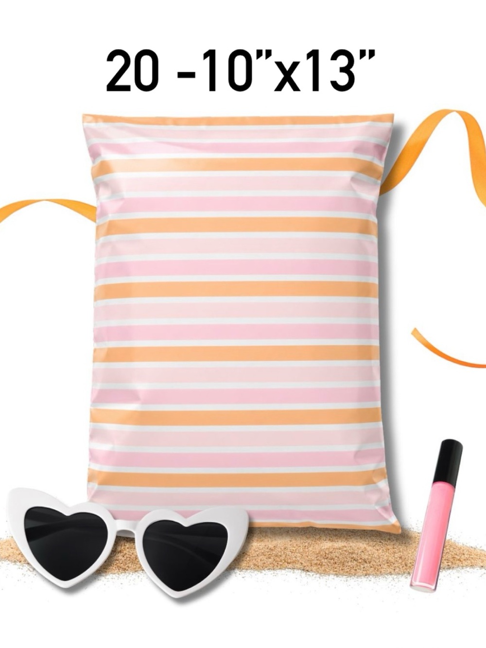 4/$20 -Multi-Stripe poly mailer 10”x13”